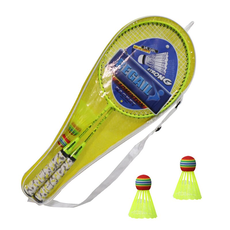 Badminton raquete de badminton e badminton para adolescentes, 2 peças, para treinamento ao ar livre em instituição de treinamento escolar com 2 bolas: Green