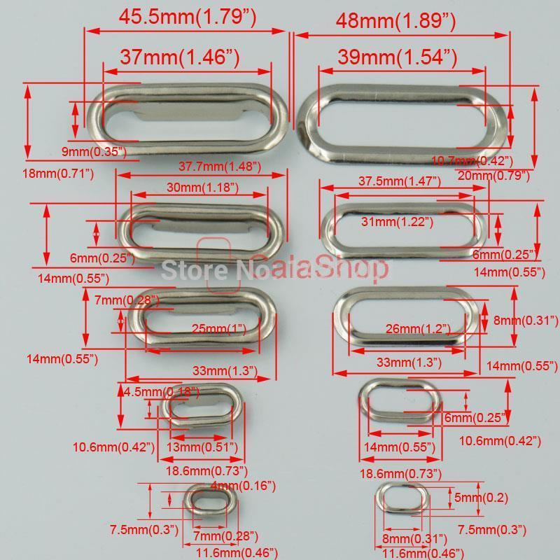 200 stk./parti 4.5mm x 13mm metal ovale gennemtrængningsøjler med skiver lærred, selvbagende nikkel
