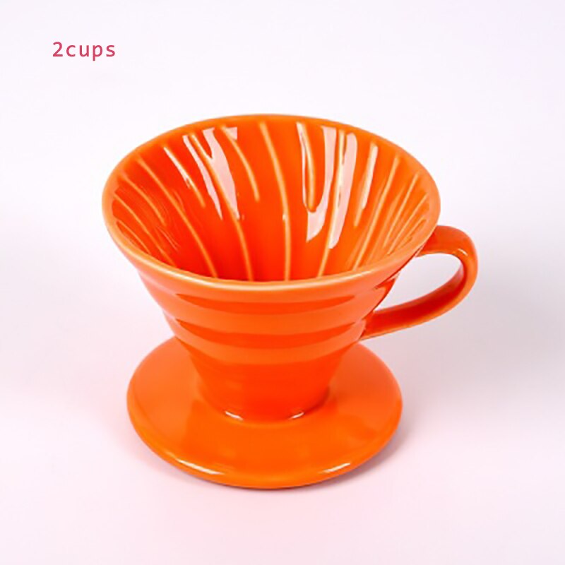 GUNOT Keramik Reusable Kaffee Tropf Filter Tasse Wärme Beständig V60 Stil Kaffee Tropf 2/4 Tassen Separaten Ständer Für kaffee Topf: Orange2cups