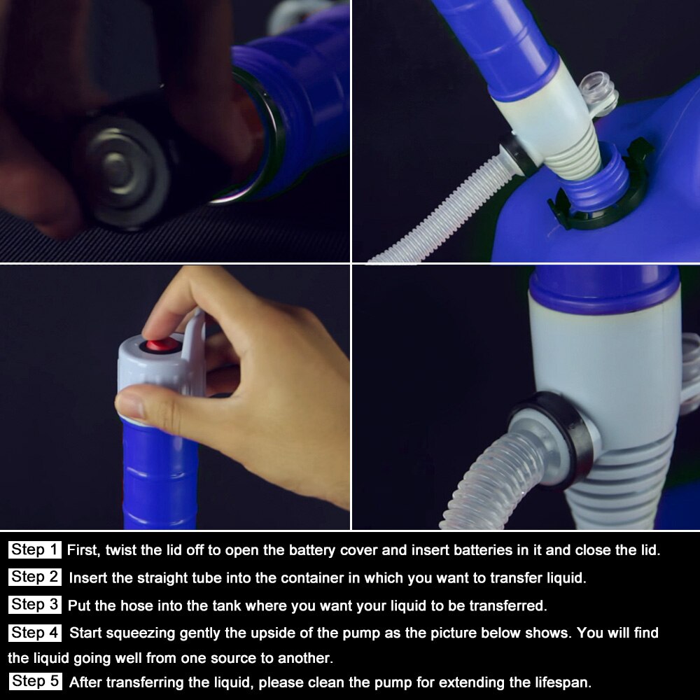 Multi-use Liquid Fuel Transfer Siphon Pump 1.5GPM High Flow Gasoline Diesel 2D Battery Power Operated Handheld Automatic