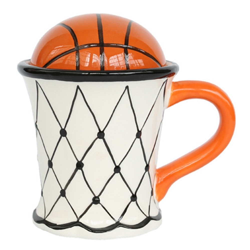 500 Ml Magic Keramische Koffie Melk Mok Basketbal Sport Patroon Ontbijt Havermout Ijs Koffie Mok Met Deksel