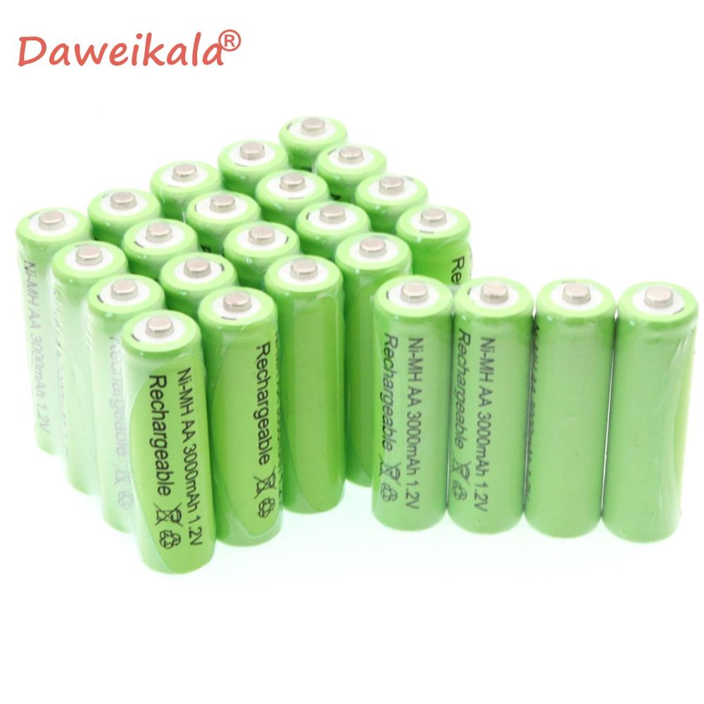 4 ~ 20 st 3000 mah  aa 1.2v batteri ni-mh uppladdningsbart batteri för leksakskamera mikrofon