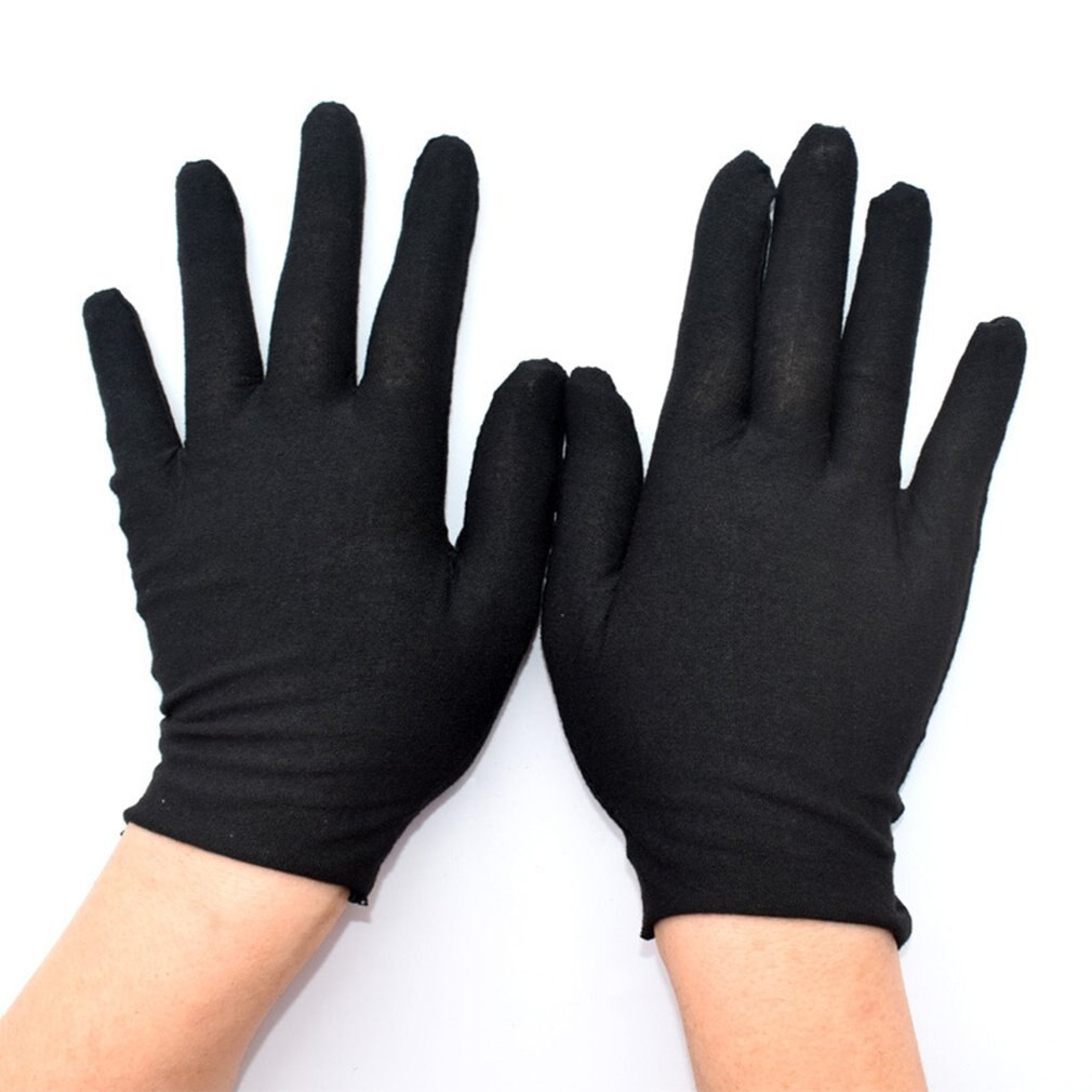 Noir 6 paires gants Inspection coton travail gants haute Stretch gants mince épais résistant aux taches de
