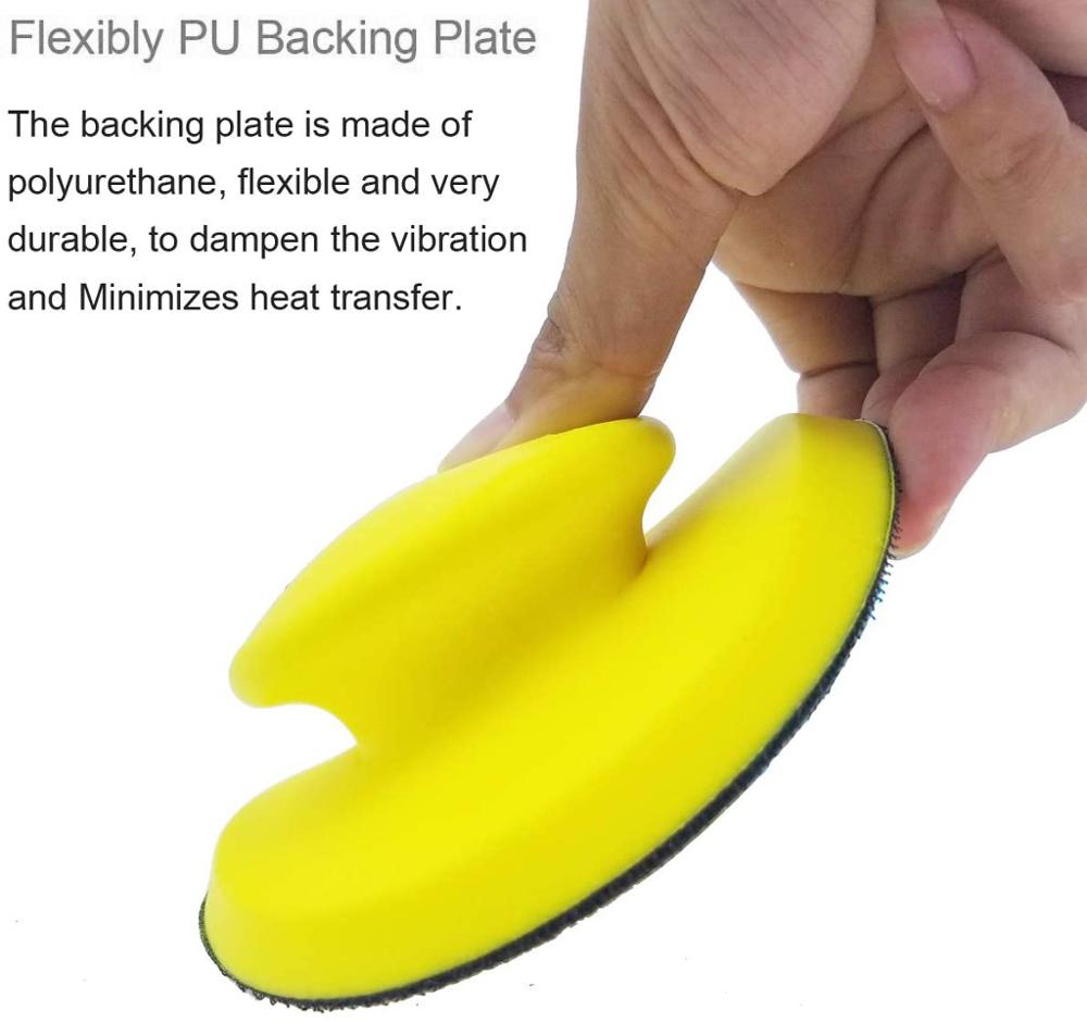 2pcs 5inch Sanding Disc Holder Hand Grinding Block Sand paper Backing Polishing Pad PU Foam + 15pcs Round Sandpaper for Wood