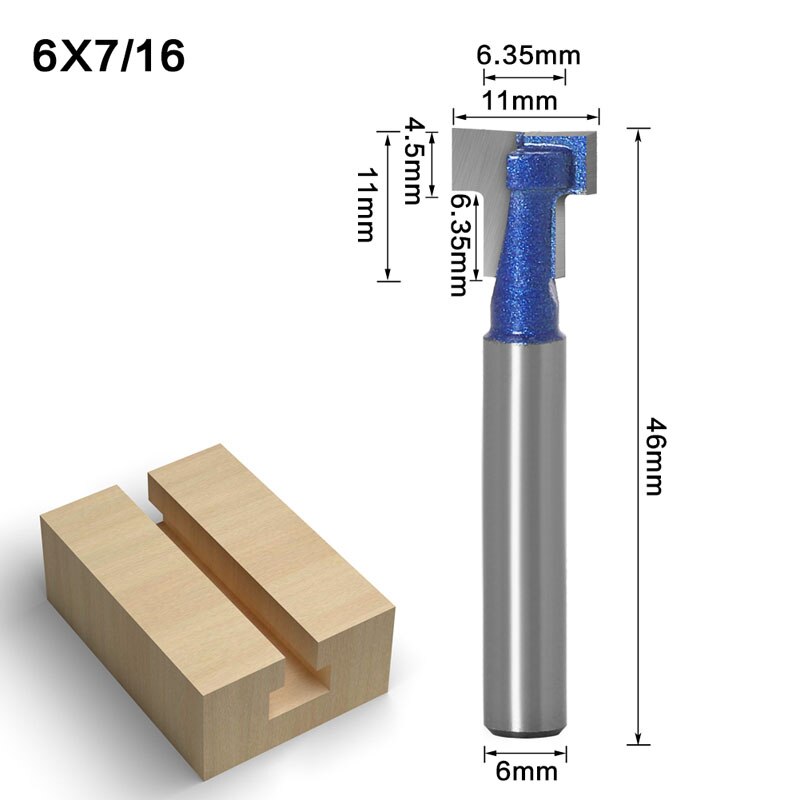 1-2pc 6mm/6.35mm- skaft t-spor slids & t-slot nøglehulsfræser fræser til fræsning af træ