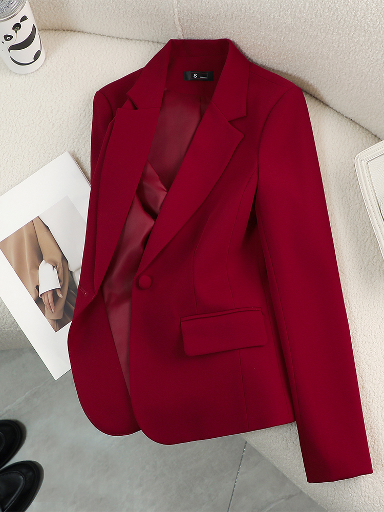 Women Blazer Ladies Red Green Beige Black Solid Female Business Work Wear Slim Formal Jacket Coat For Autumn Winter: XXXL / Brown