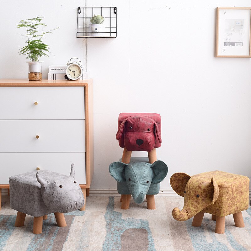 Europeisk stil moderne personlighet barndyr elefant kalv valp lav krakk massivtre hjemme sofa krakk mj