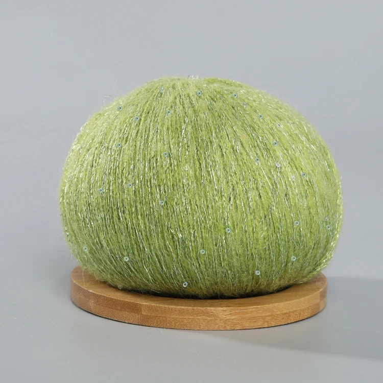 50 g Spitzen-Mohairgarn mit Pailletten, Häkel-Strickgarn mit Lurex, modische Baby-weiche zur Seite fahren-Schal-Nadelgarn mit Schlaufen
