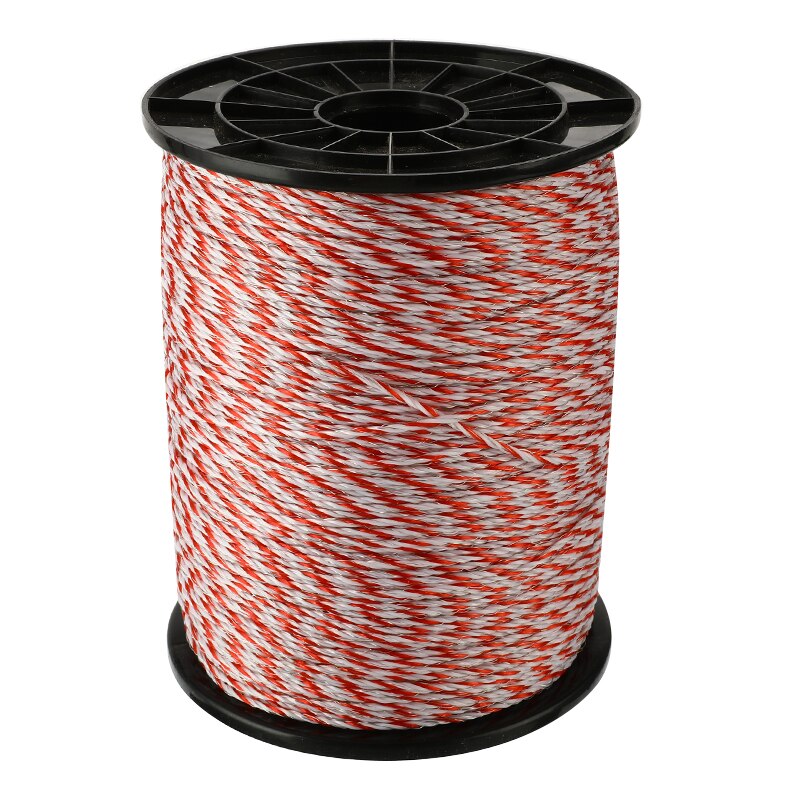 500M Roll Electric Fence Rope Red White Polywire with Steel Poly Rope for Horse Animal Fencing Ultra Low Resistance Wire