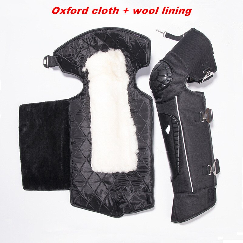 2 teile/los Motorrad Reiten Schutz Knie Pads Winter Leder Wasserdichte Warme wolle Motorrad Kneepad Beine Wärmer Rodillera Moto: Schwarz
