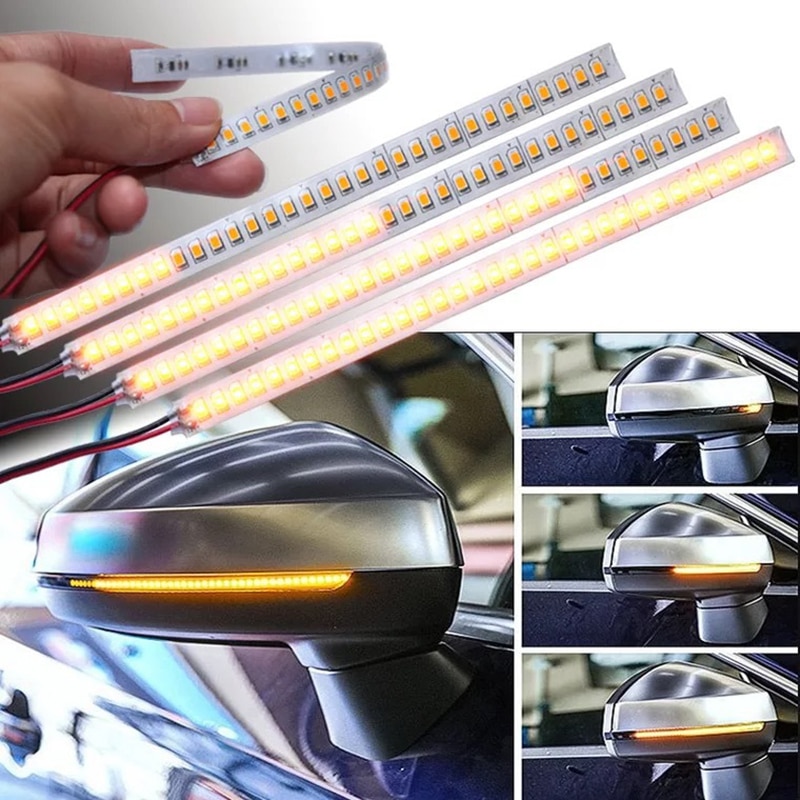2 stk bil bakspejl indikatorlampe streamer strip flydende blinklys lampe motorcykel flydende led lys til universal bil