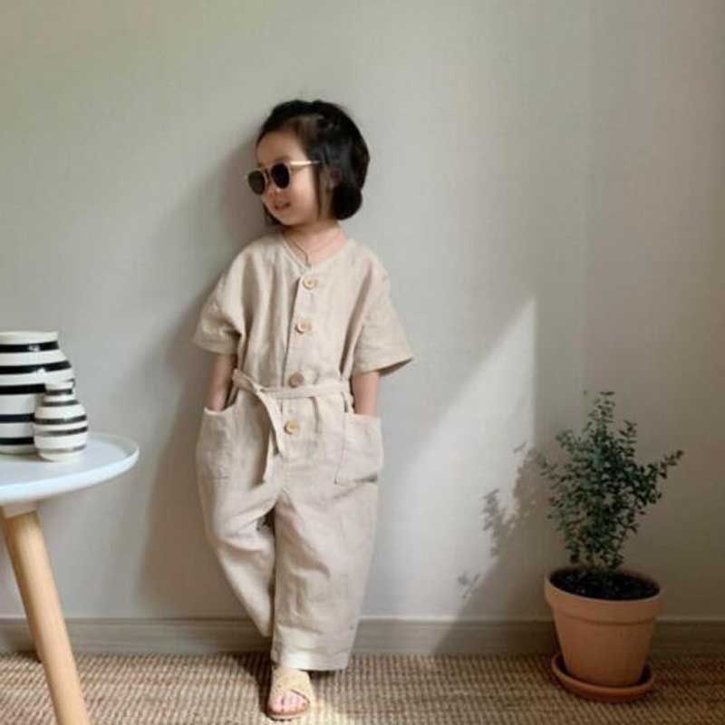 Milancel Meisjes Overalls V-hals Jongens Jumpsuits Enkele Borst Kids Playsuit Ademend Overalls