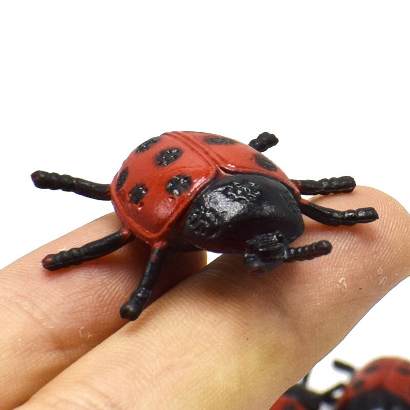 10Pcs/lot PVC Simulation Ladybug Toy Lifelike insect Biology Learning tools kids little April Fool's Day Frightening toys