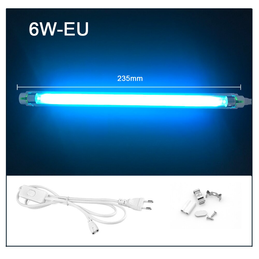 2PCS/lot Ultraviolet Germicidal Light 220V UV light T5 Tube UVC quartz lamp for home hospital Disinfection Bactericidal Lamp: 6W With EU Plug
