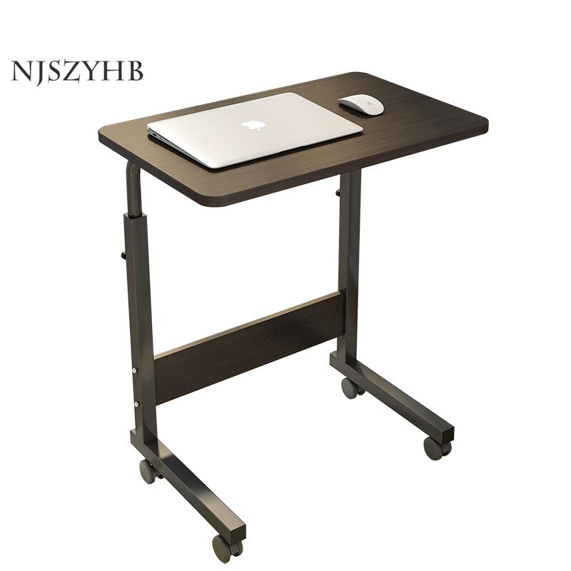 Household lifting adjustable bedside laptop desk with pulleys movable bedside high laptop stand tray table