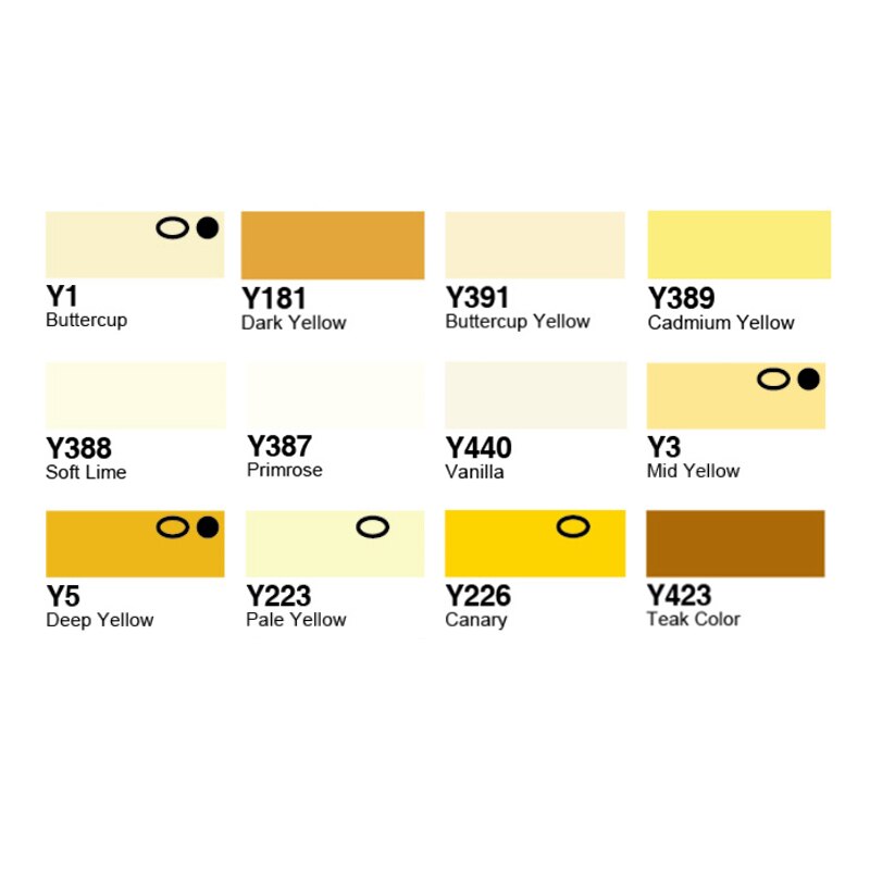 Finecolour EF103 Profession Alcohol Based Art Markers Oily Soft Double-Headed Sketch Markers Artist Manga Art School Supplies: 12colors-Yellow-set