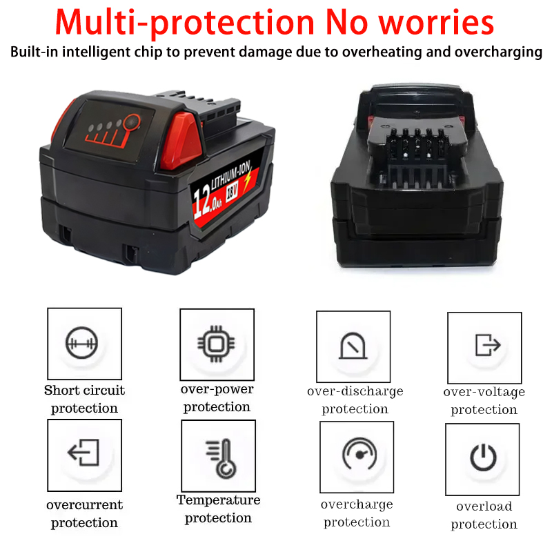6000mAH/12000mAH For Milwaukee M18 18V Replacement For Milwaukee M18B5 XC Li-ion battery 48-11-1815 2604-20 48-11-1850 charger