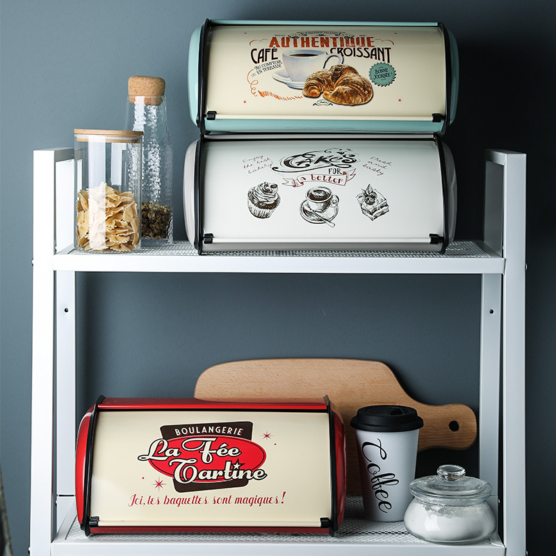 Brotkasten aus Metall mit Deckel, Behälter für die Küche, Aufbewahrungsbehälter für die Küche zu Hause, mit Rolldeckel, Lebensmittelbehälter, Heimküchen-Organizer