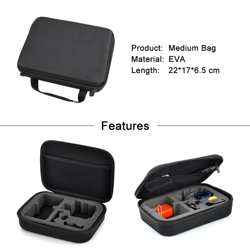 Sport Kamera Tragbare Lagerung fallen Sammlung Tasche für GoPro Held 8 7 6 5 4 Sitzung SJCAM Xiaomi Yi 2 4K Mijia Gehen Profi Zubehör: M  22x17x6.5 cm