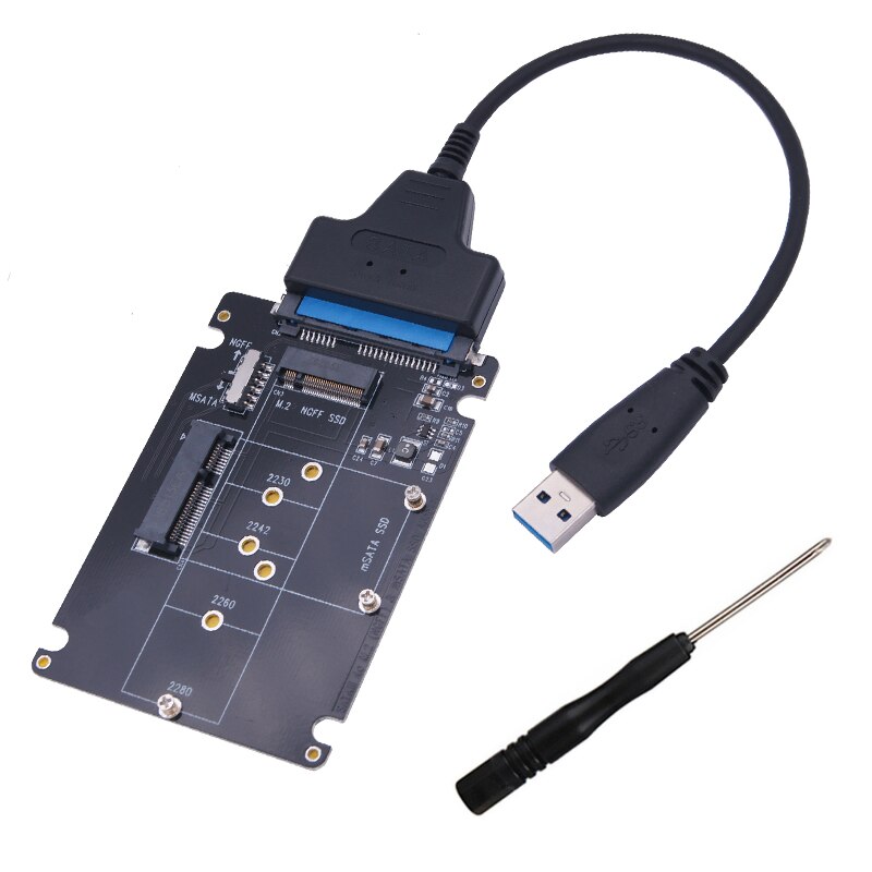 SSD Adapter M.2 NGFF oder MSATA zu SATA 3,0 Adapter USB 3,0 zu 2,5 SATA Festplatte 2 in 1 reader Converter Karte Kabel für PC Laptop: White