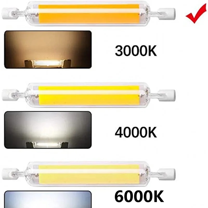 Bombilla Led R7S COB 78mm 15W 25W 118mm 30W 50W 189mm 60W bombilla de maíz R7S reemplazar lámpara halógena AC 220V 110V