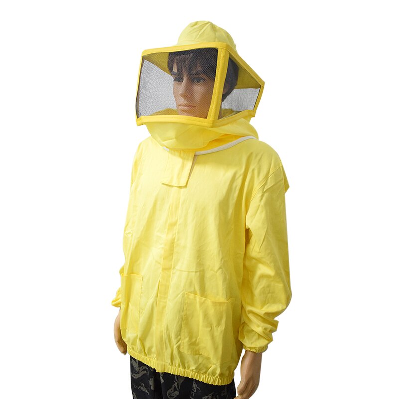 100% Cotton Beekeeping Jacket With Fencing Veil Yellow Beekeeper Protective Gear