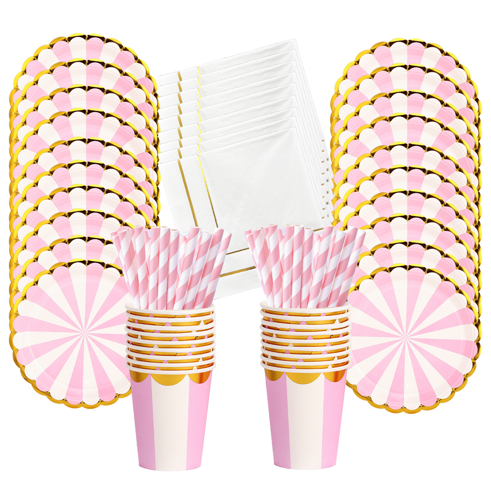 Ljusrosa blå babyshower flicka pojke gästfest grattis på födelsedagen engångsservis set papperstallrik kopp födelsedagsdekoration
