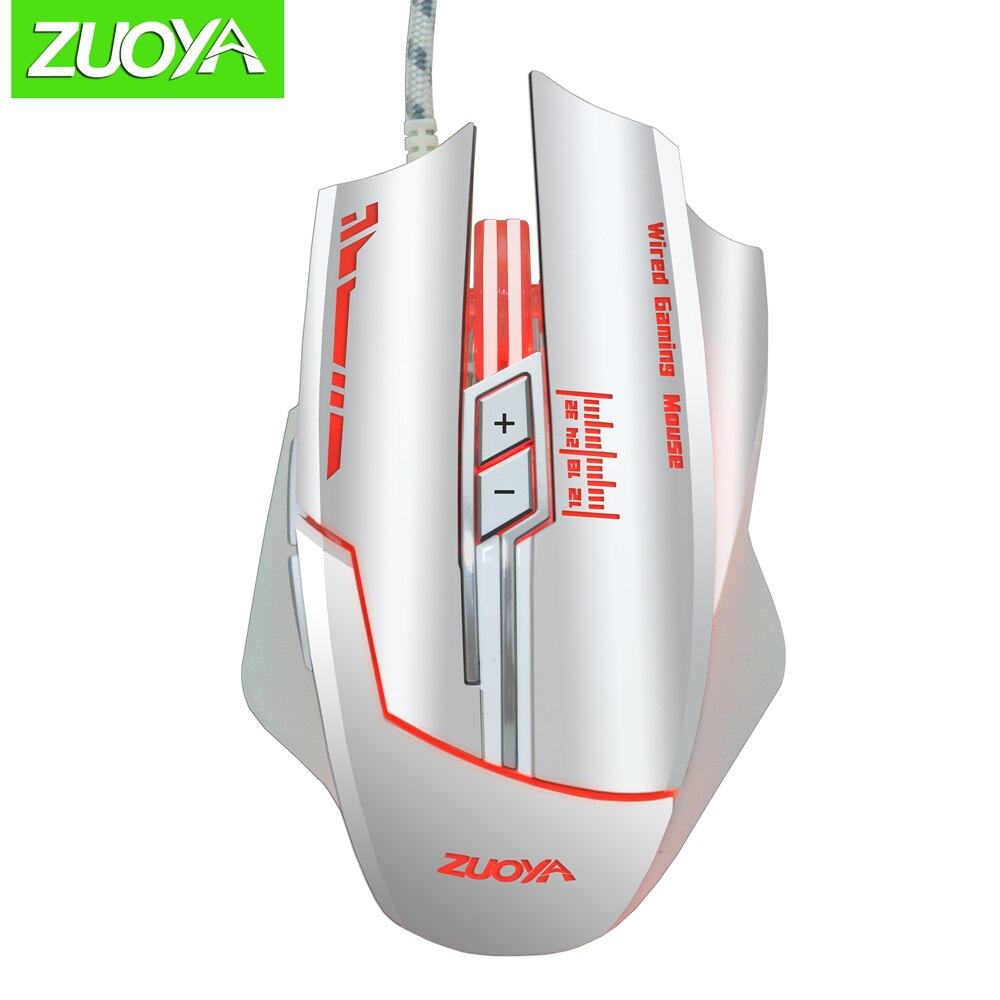 ZUOYA Gaming Mouse Adjustable DPI Game Mouse LED Optical Mice Mause Backlight Wired USB For PC Laptop Gamer: MMR7 white