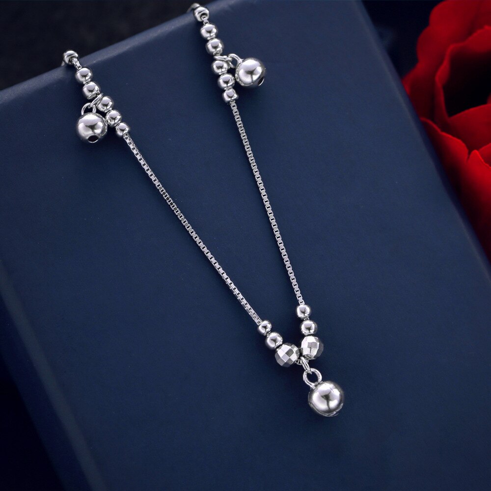 Cavigliera con campana a sfera autentico bracciale alla caviglia con ciondoli in argento Sterling 925 cavigliere per gioielli da donna con catena indiana