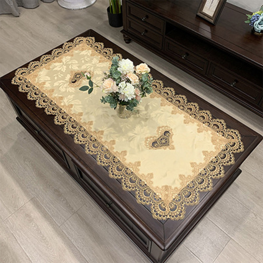 Rechteck Tischdecke europäische bestickte Kaffee Tee Tischdecke hohl geschnitzte Heim textilien Dekoration Zubehör 50*100cm: verrotten