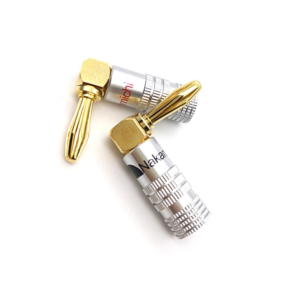 4mm Nakamichi Banana Plug Haakse Speaker Banana Plug Adapter Wire Connector 24K Gold Plated Voor HiFi