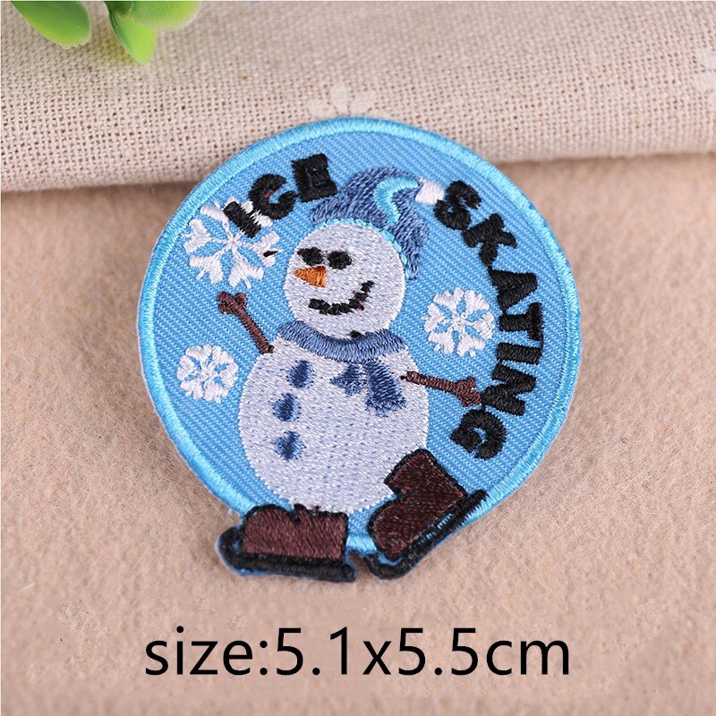 Cartoon Patch Ijzer Op Patches Voor Kleding Streep Kerstmissneeuwman Badges Geborduurd Patches Stickers Op Kleding Diy Applicaties: Fluorescerend Groen