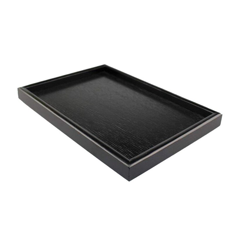 Wooden Serving Tray Tea Dishes Plate- Black