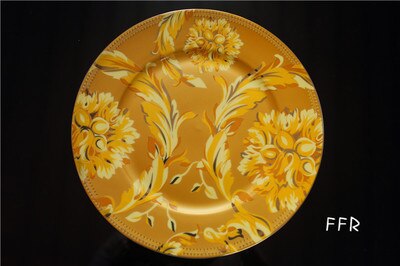Service de vaisselle chinois doré de luxe en os de phénix, vaisselle en porcelaine Jingdezhen, assiettes en dieu soleil, décoration de la maison: 8 inch plate A