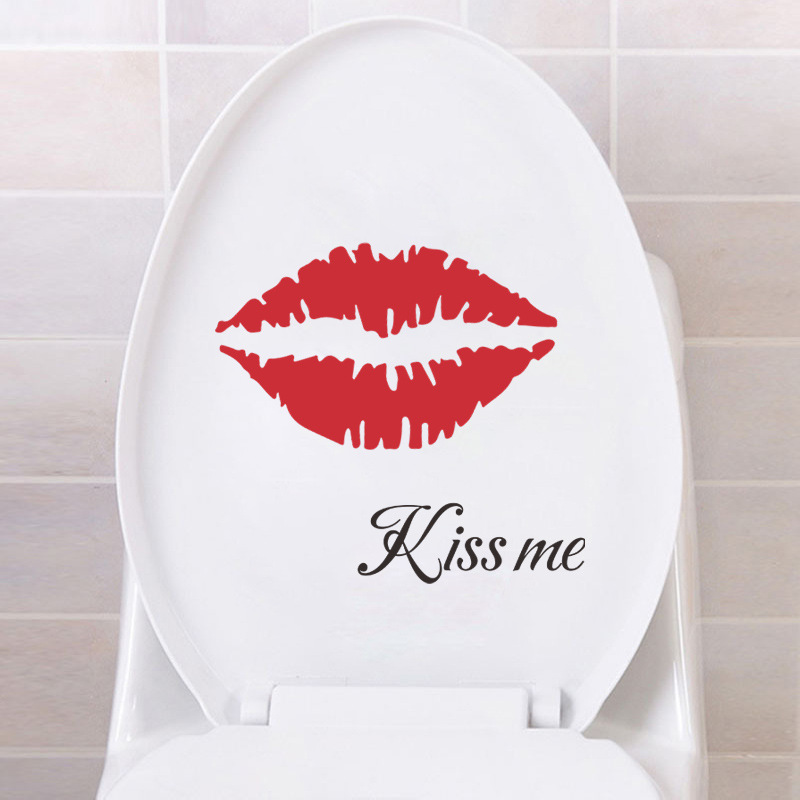 Autocollants de toilette Sexy lèvres rouges, Stickers muraux de décoration de la saint-valentin pour la maison, Stickers auto-adhésifs portables