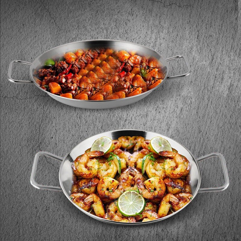 Ruostumaton teräs tarttumaton paella pannu espanjalainen mereneläviä paistinpannu wok juusto liesi ruoanlaitto pannu keittiö astiat