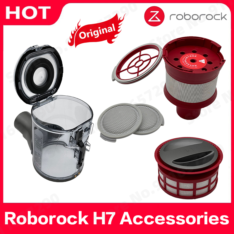 Original Roborock H7 Dust Box HEPA Filter Spare Parts Mace Plus Dustbin Cyclone Assembly Module Red Accessories
