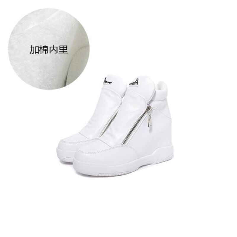 Botas cómodas de cuña oculta para mujer, zapatos femeninos de plataforma alta, informales, a la , con cremallera lateral, botines cálidos, zapatillas planas