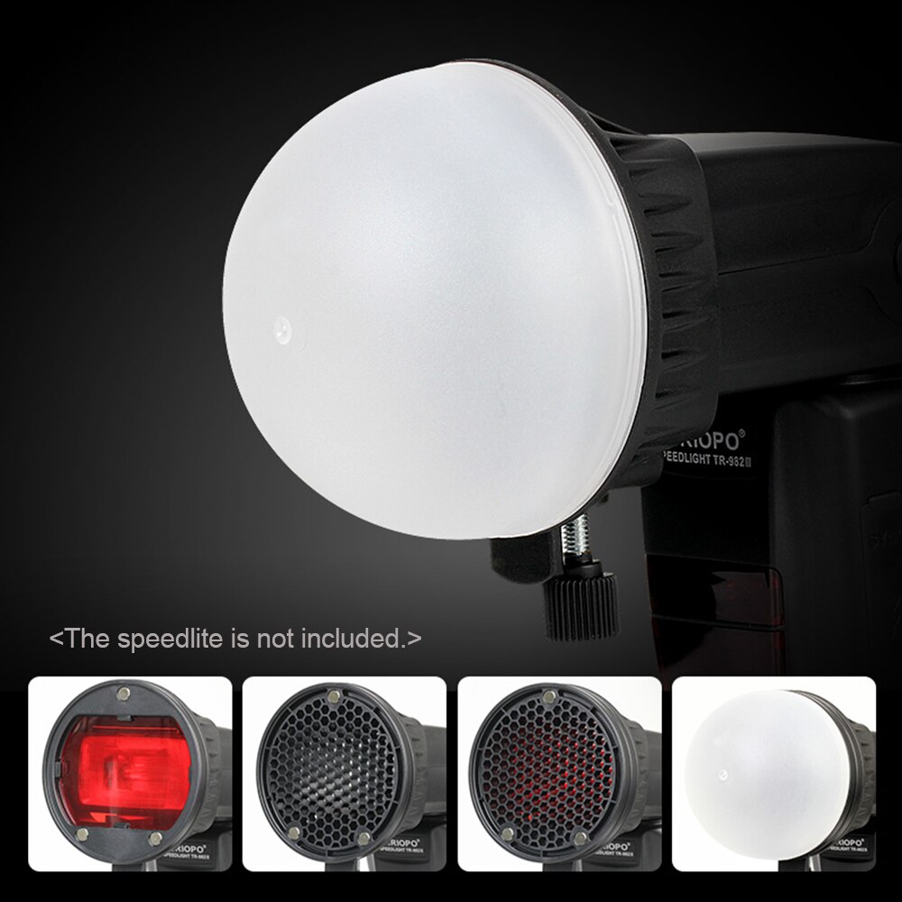Triopo flash light modifier tilbehørssæt m/ magnetisk monteringsadapter+diffuser kugle+farve gel filtre til canon nikon sony godox