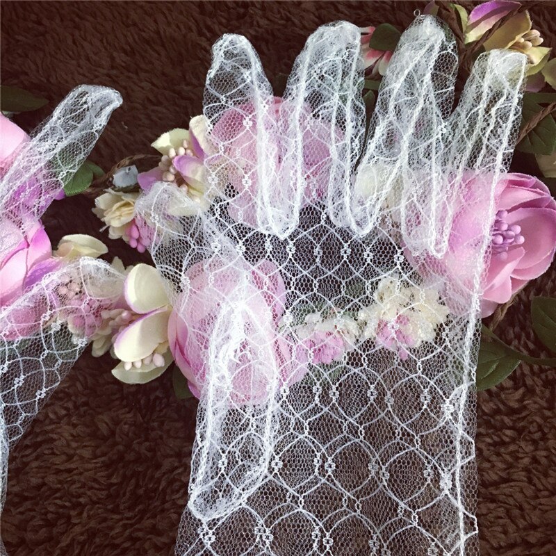 Blanco/Rojo largo mujer encaje novia guantes codo longitud completo dedo boda Accesorios blanco codo longitud guantes boda