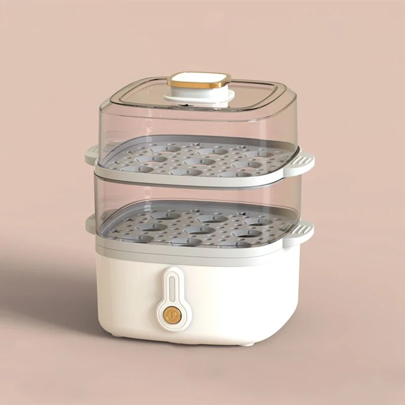 mini parowar Elektryczny garnek parowy Gotowanie na parze Domowy dwuwarstwowy przezroczysty pierogły spożywcze Podgrzewacz robić patelni domowej Multicooker: żółty