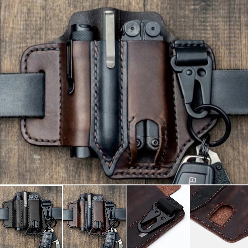 Multitool Leather Sheath Pocket Organizer Storage Belt Waist Bag for Camping SWD889