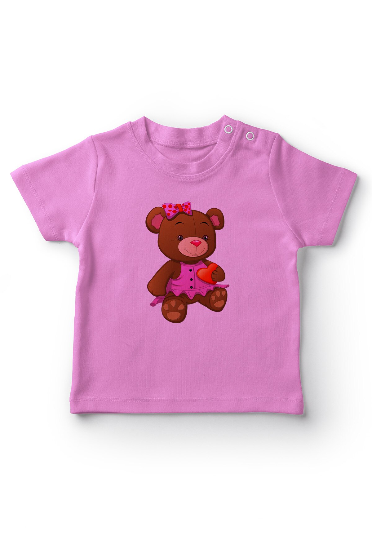Angemiel bebé sosteniendo corazón oso bebé lindo chica camiseta rosa