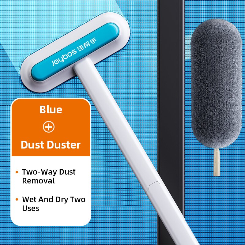 Joybos Double Sided Cleaning Brush Multi-function Screen Cleaner Carpet Wiper Sofa Brush Window Cleaner Home Pet Hair Broom JX87: Blue and Duster