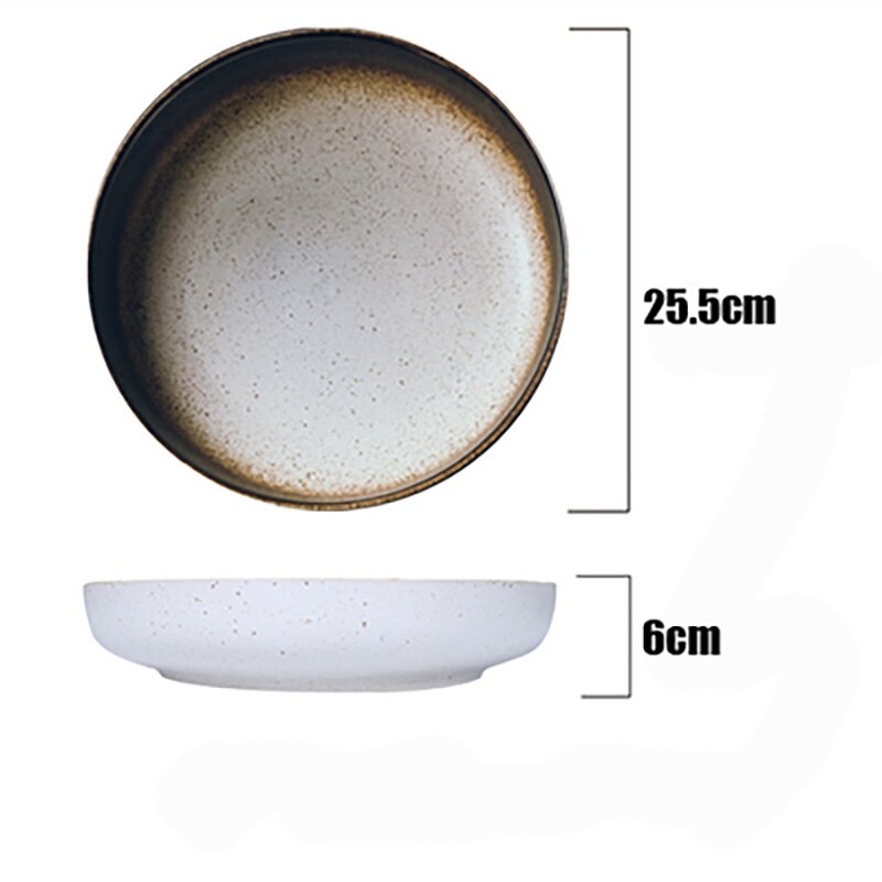 FANCITY plato redondo grande, plato de cerámica para el hogar, plato plano, plato de arroz, plato.: 2 L