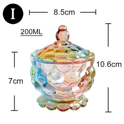 Europese opslagtank kleurrijke glazen pot thuis koffie kan snoep fles cosmetische sieraden jar jam snack jar kleine puin suiker kom: I