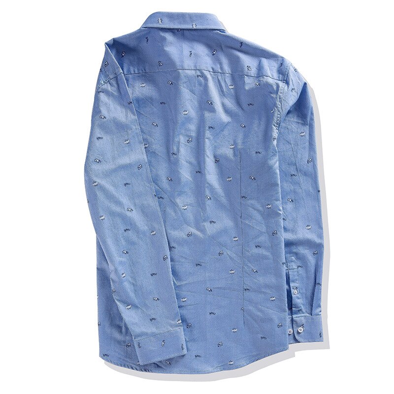 Tidevand brandstørrelse skjorte stor størrelse løs jakkesæt mænds trykte jakke forår og efterår mænds lyseblå skjorte 6xl 7xl: Xxxl