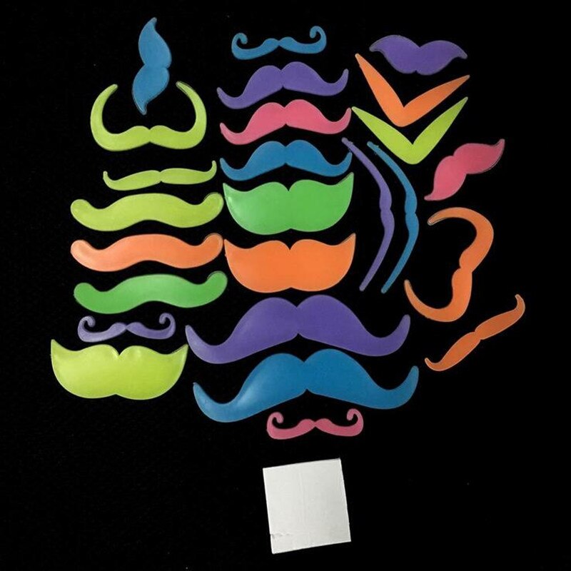 25 st/lot självlysande mustasch skägg väggdekor dekoration rekvisita glöd fest bröllop födelsedag