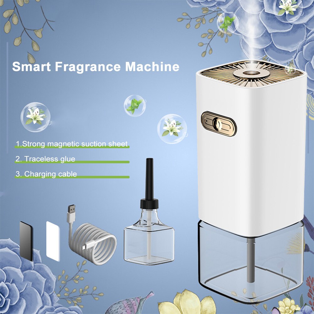 80ML Electric Aroma Diffuser With Timer Automatic Sprayer Air Purifier Rechargeable For Family Hotel Car: White