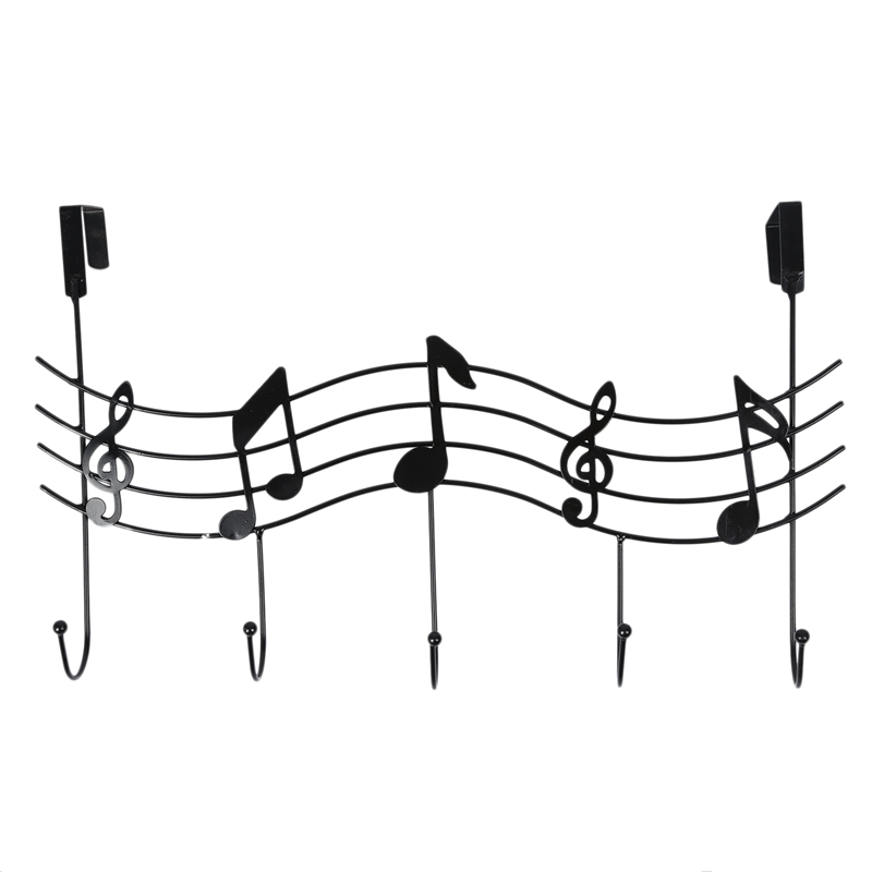 Järn musiknote grind krok stark vägghängare krok fri spik (svart): Default Title